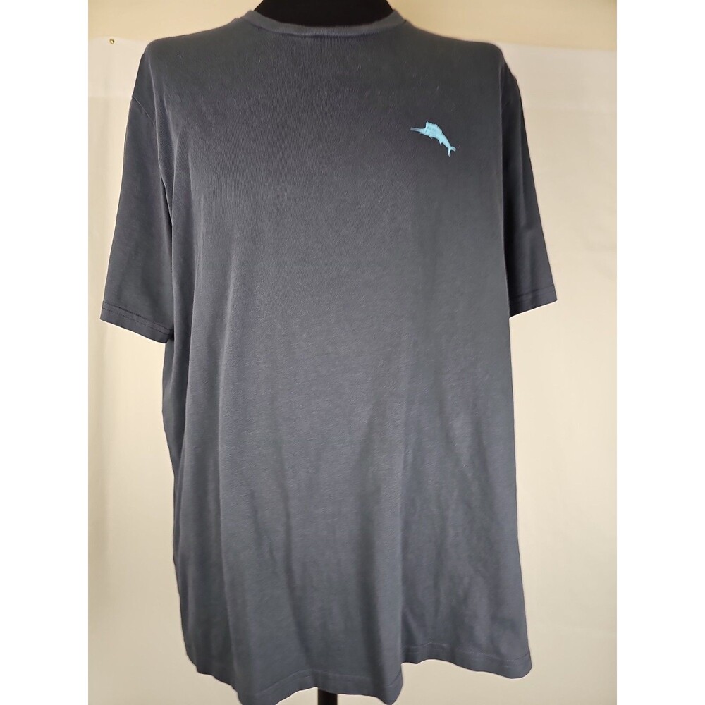 Tommy Bahama Men s XL Black T-Shirt 100% Cotton Sailfish Logo Peru